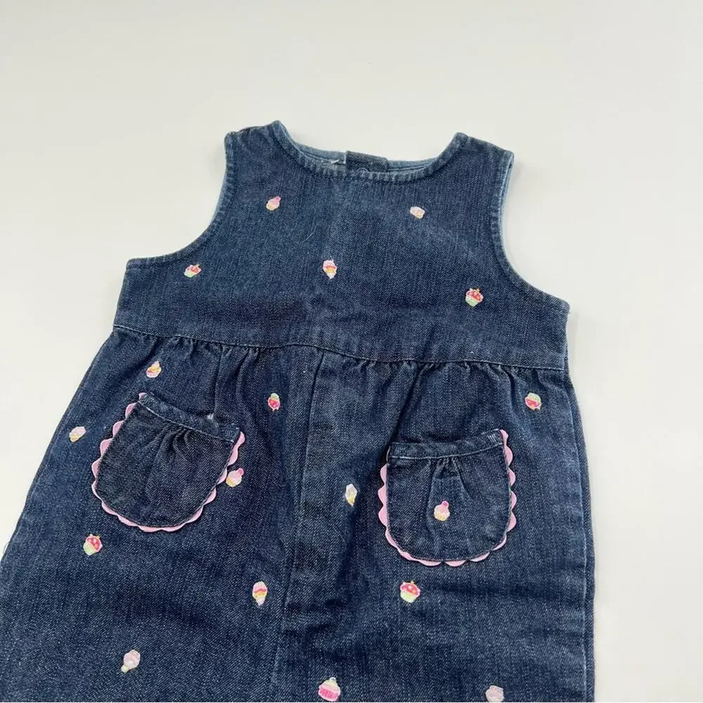 Gymboree 2005 Y2K Sweet Treats Line Cupcake Denim One Piece Jumper Jean